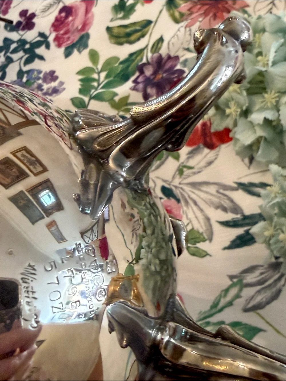 Reed & Barton Silver-Plate Ornate Coffee Pitcher with Floral Accents - Picture 10 of 10